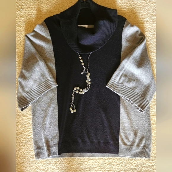Hampshire Studio, 0322, Women's Black and gray sweater with wide sleeves, 1X - Picture 7 of 7
